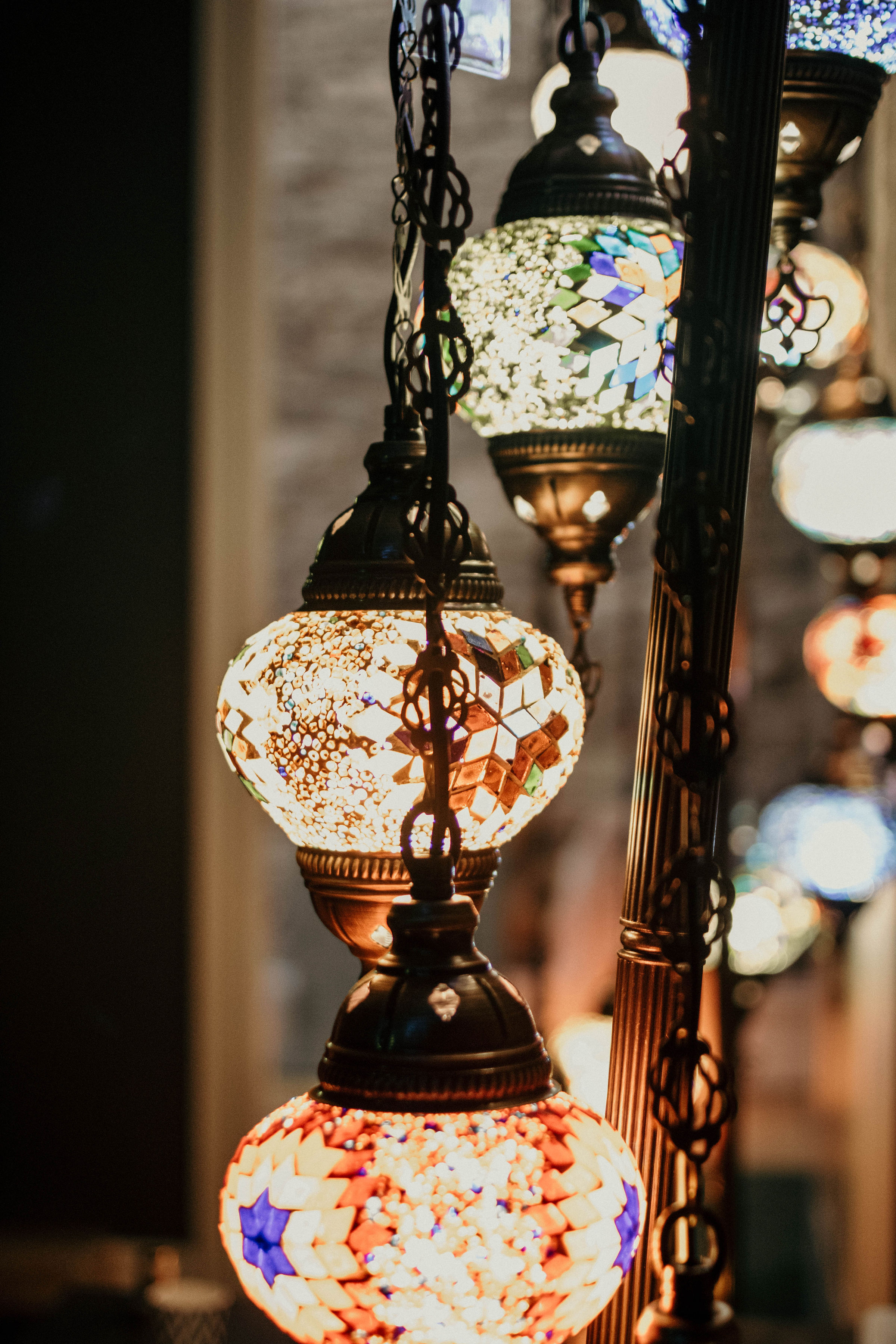Warm mosaic lamps in the clinic