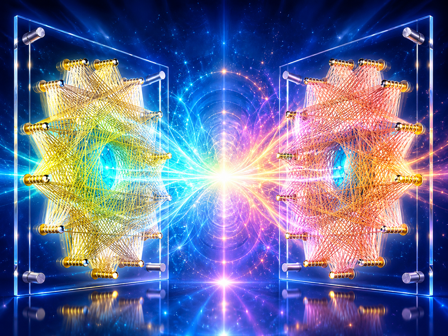 Two illuminated Qi Life Aura System coils