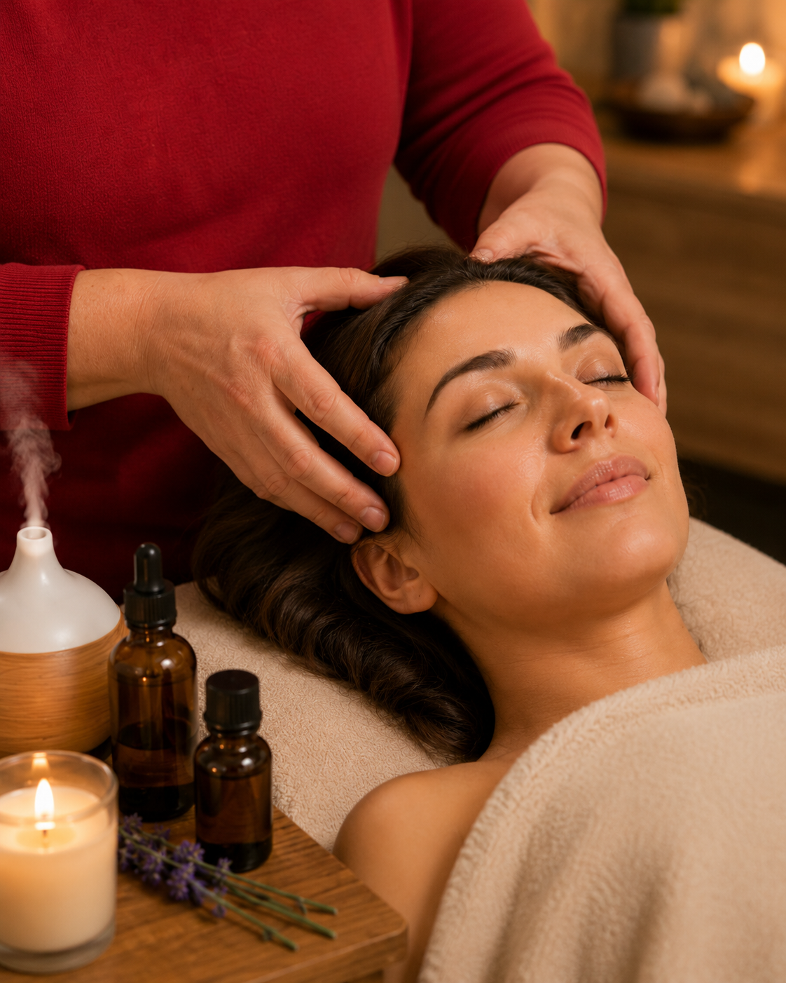 Indian Head Massage treatment in a calm wellness setting