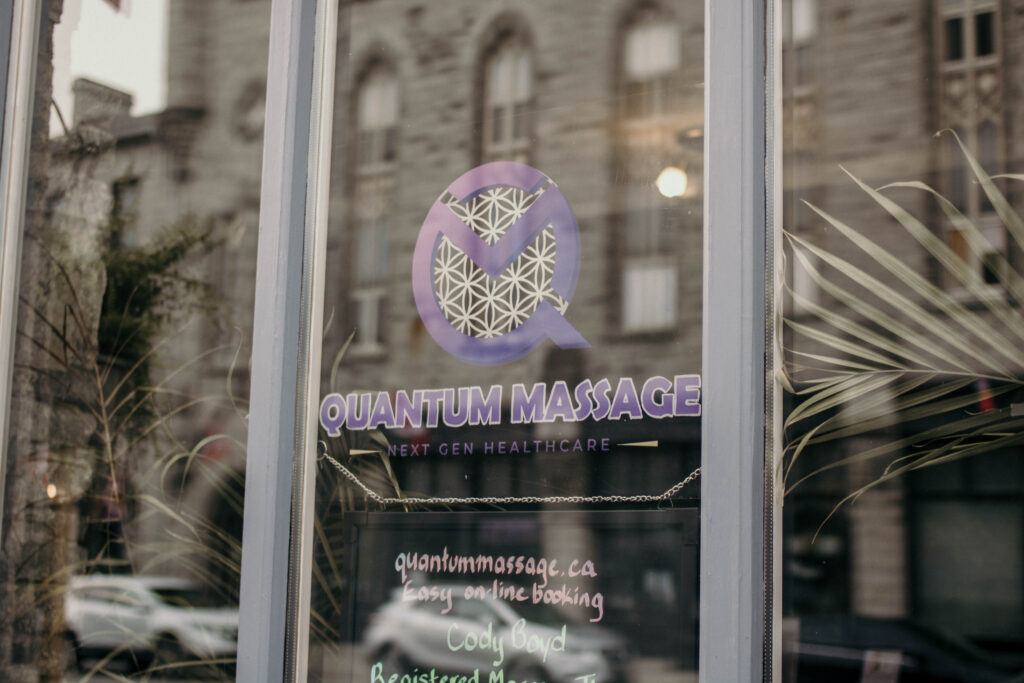 Quantum Massage front window on Water Street South